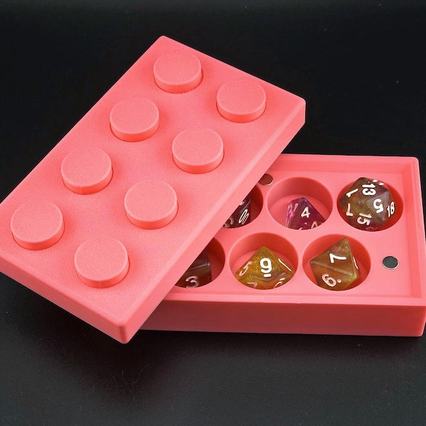 Dice Box for D&D & TTRPG – Lego-Inspired Stacking Brick Design | Holds 7-Piece Polyhedral Set