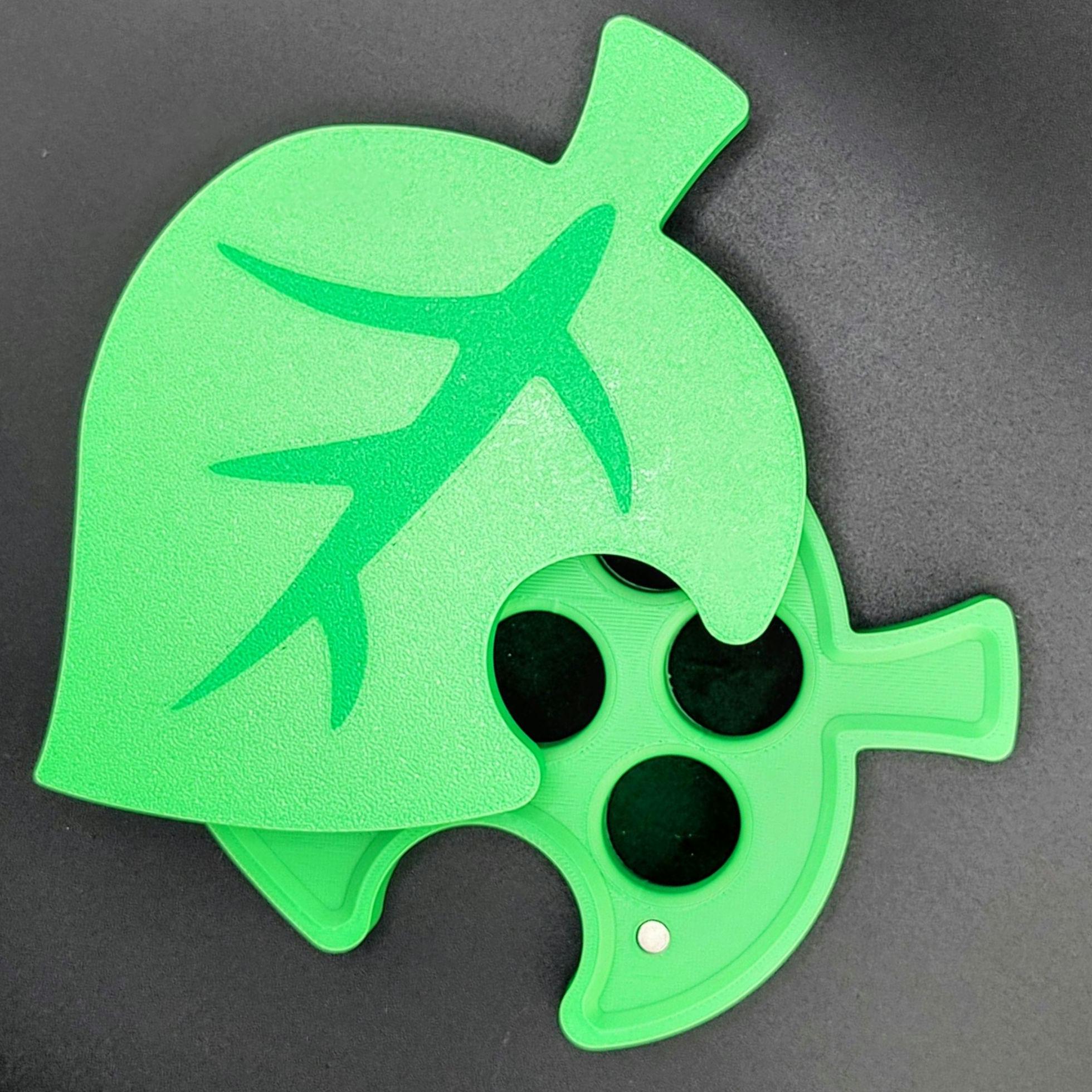 Dice Box for D&D & TTRPG – Animal Crossing Leaf Design | 3D Printed | Holds 7-Piece Polyhedral Set