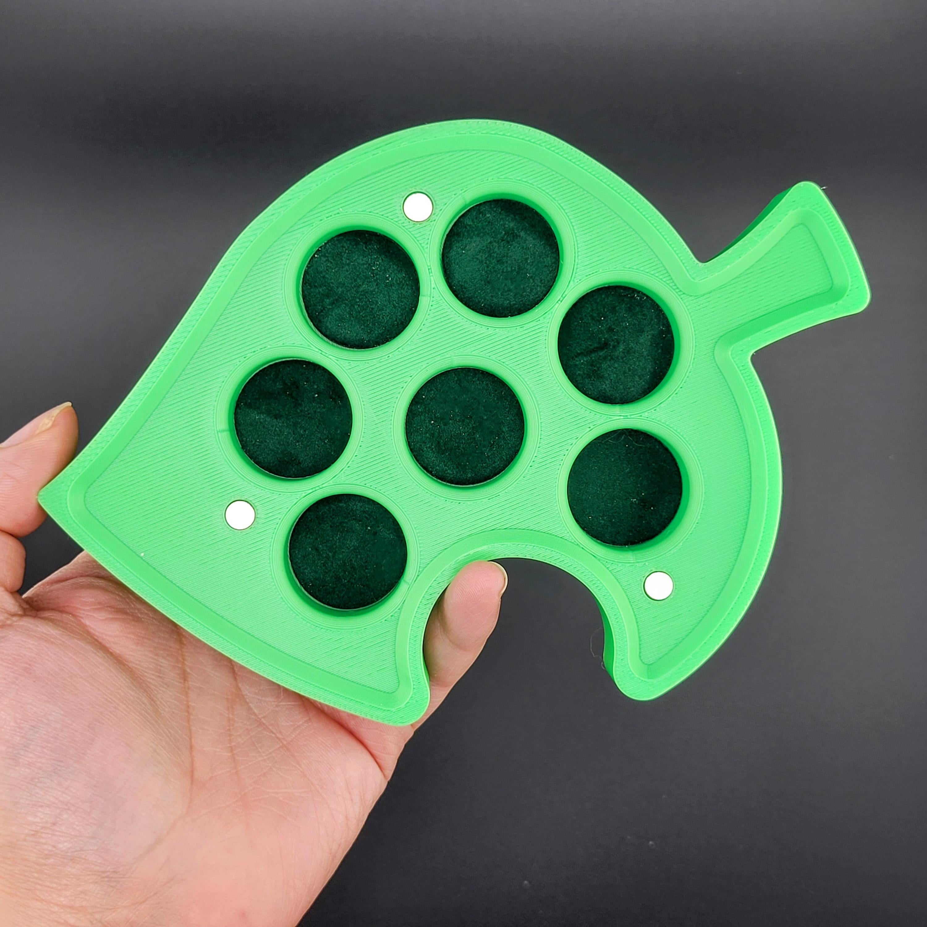 Dice Box for D&D & TTRPG – Animal Crossing Leaf Design | 3D Printed | Holds 7-Piece Polyhedral Set