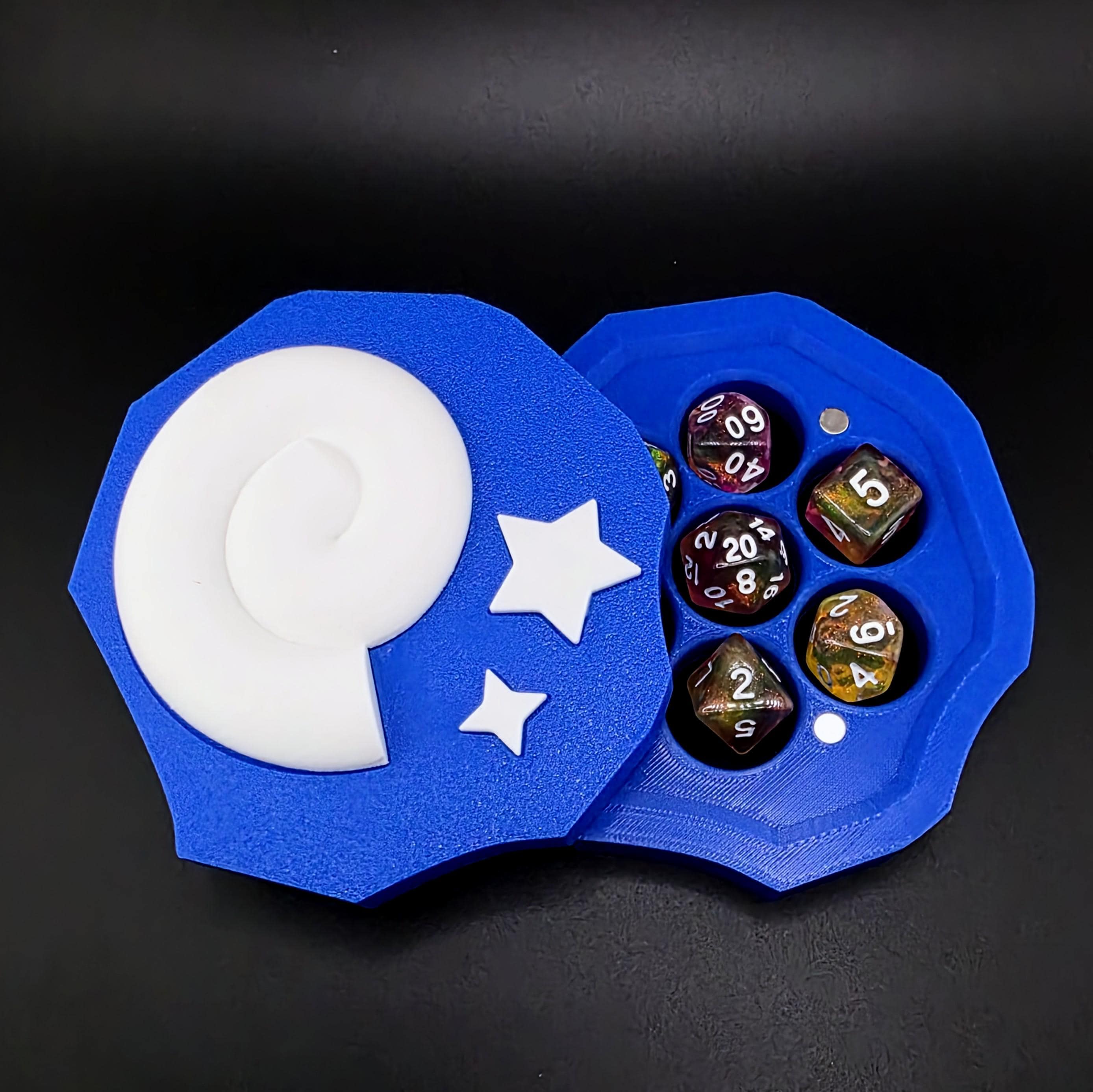 Dice Box for D&D & TTRPG – Animal Crossing Fossil Design | 3D Printed | Holds 7-Piece Polyhedral Set